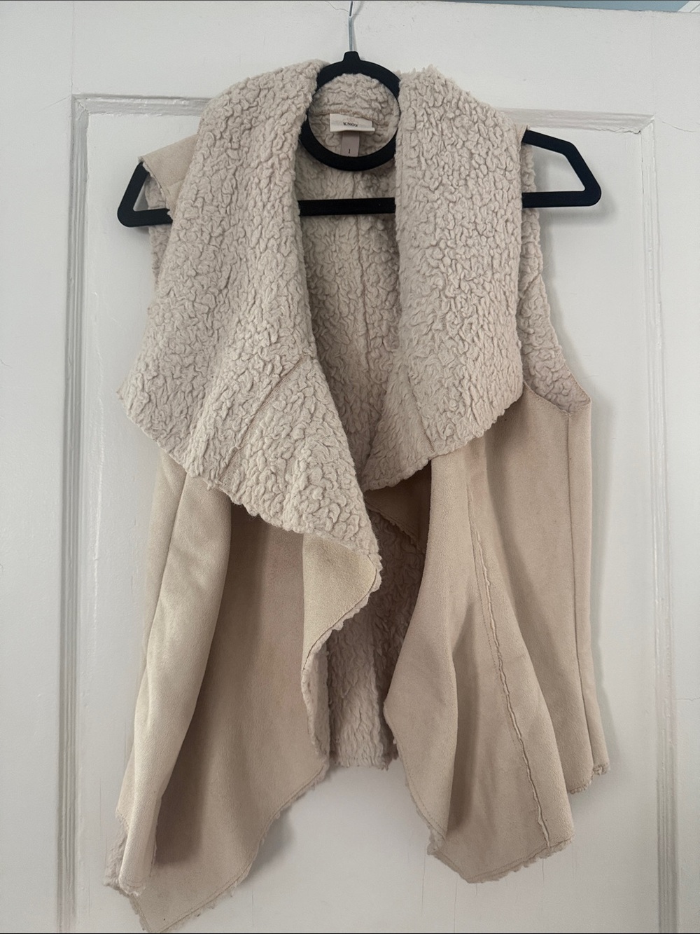 Knox Rose Cream Faux-Shearling Draped Vest